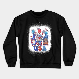 4th Of July Patriotic Gnomes Sunglasses American Fireworks Crewneck Sweatshirt